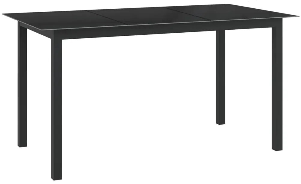 312201 vidaXL Mesa de jardim em alumínio e vidro 150x90x74 cm preto