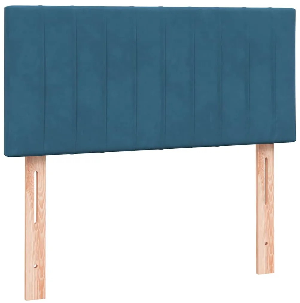 Cama com molas/colchão 80x220 cm veludo azul-escuro