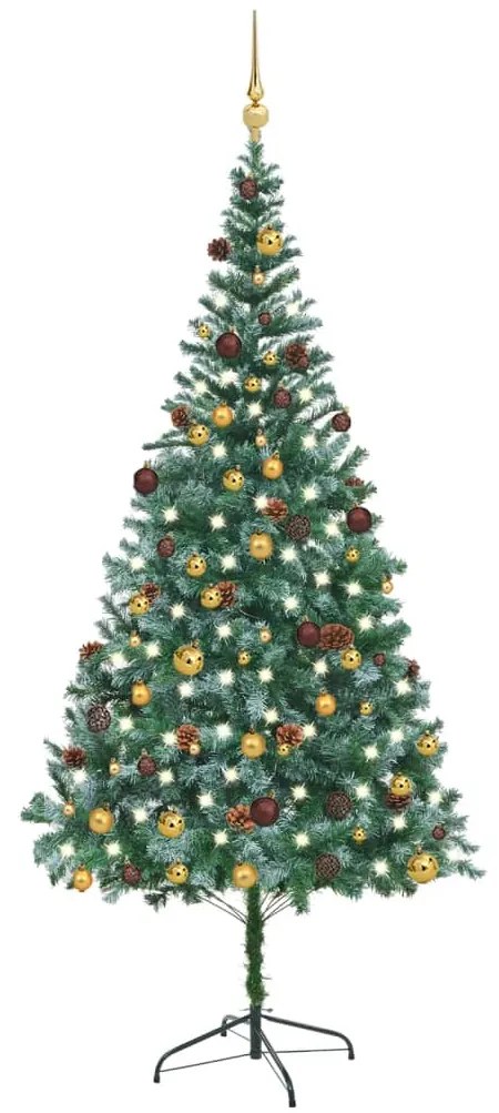 Árvore de Natal artificial com luzes LED/bolas/pinhas 210 cm