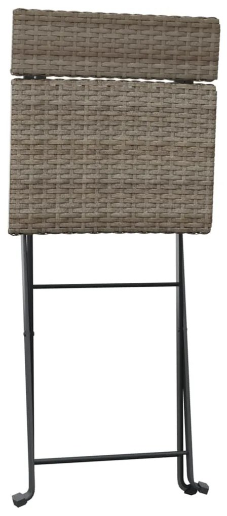 3 pcs conjunto de bistrô dobrável vime PE cinzento