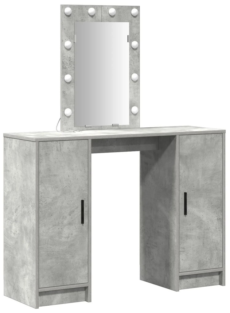 Mesa de Maquiagem vidaXL com Luzes LED Cinza Concreto 102x33x135 cm