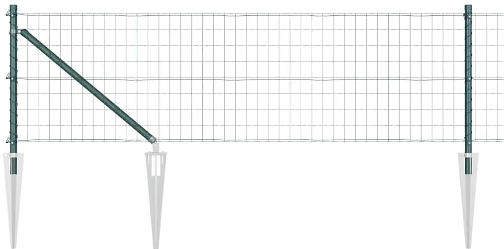 Cerca Euro da com 7 postes em espinho, 0,6 x 10 m, aço galvanizado ver