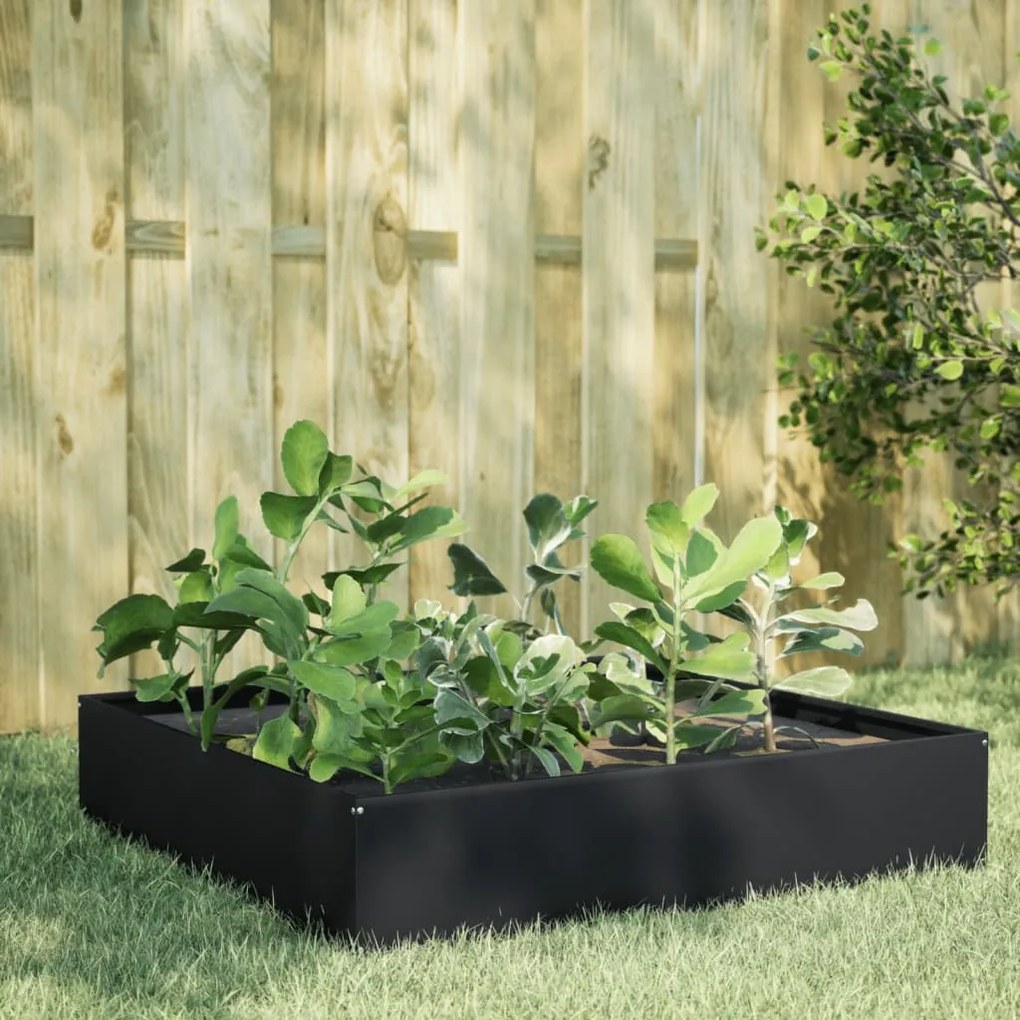 vidaXL Canteiro elevado de jardim 100x100x33,5 cm aço preto