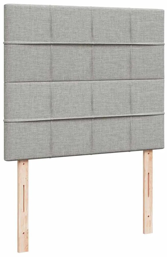 Cama box spring c/ colchão e LED 120x190 cm tecido cinza-claro