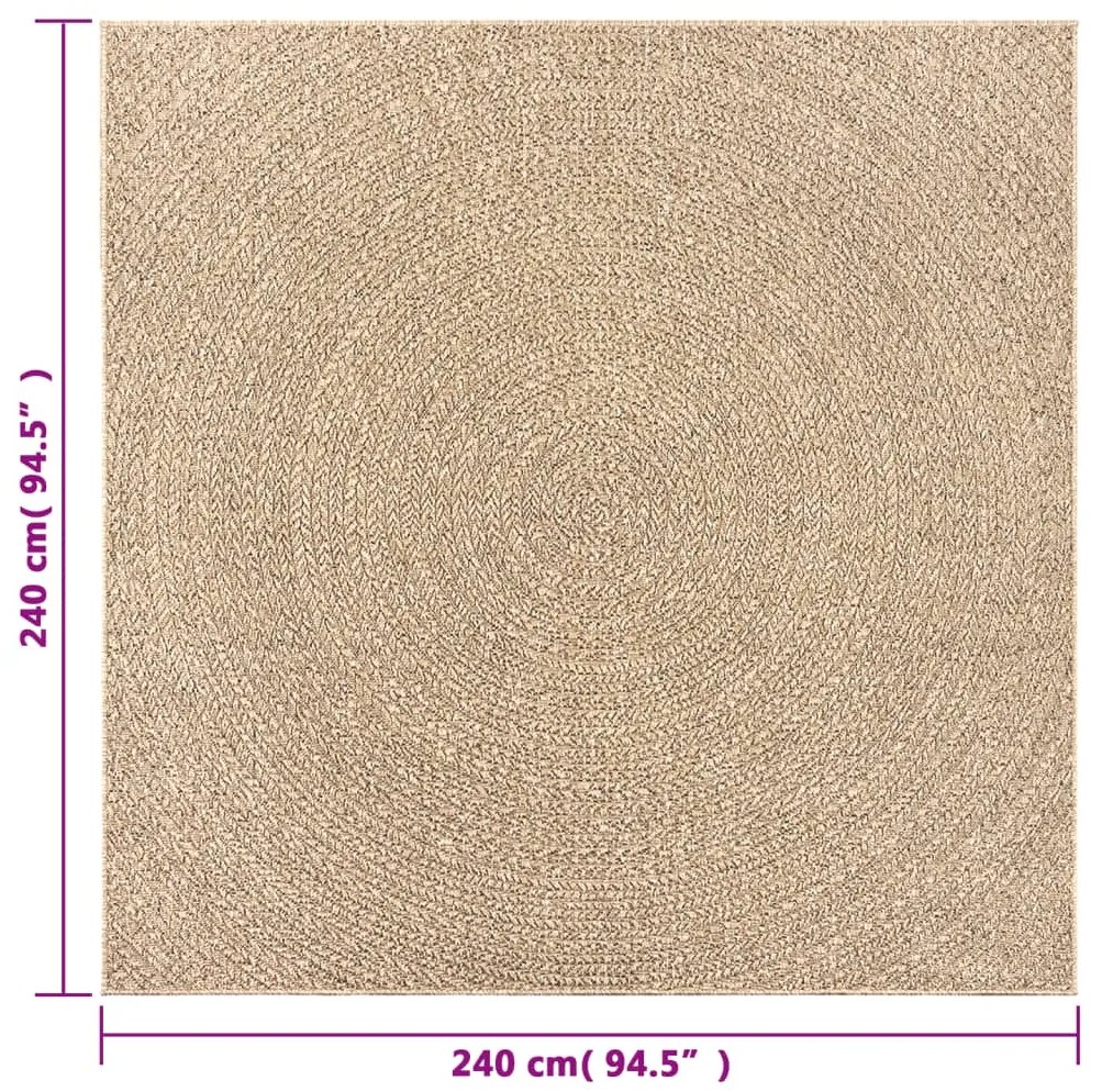 Tapete ZIZUR 240x240 cm aspeto de juta interior e exterior