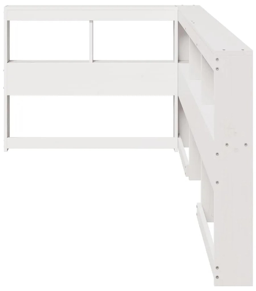 Estante cabeceira forma de L 90 cm madeira pinho maciça branco