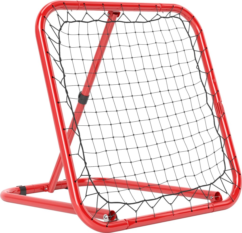 HOMCOM Rede Rebounder para futebol, dobrável, parede de ressalto, ajustável em 5 níveis, metal, 78 x 84 x 65-78 cm, Vermelho | Aosom Portugal
