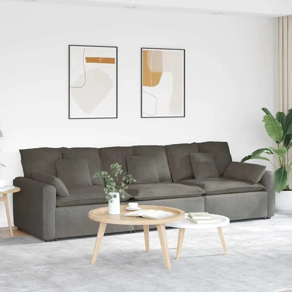 vidaXL Sofá modular com almofadas cinzento-claro