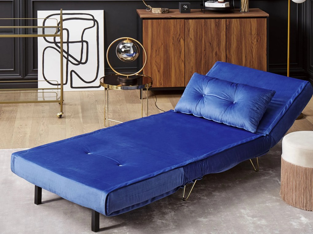 Conjunto de sofás-cama com 3 lugares em veludo azul marinho VESTFOLD Beliani
