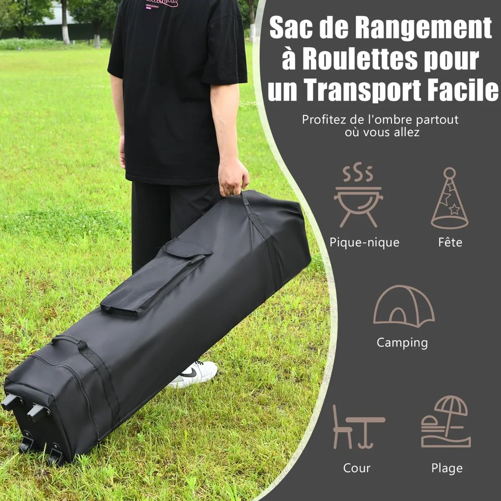 Gazebo de jardim dobrável 300 cm x 300 cm, 2 níveis, tenda de recepção à prova d'água, tecido Oxford, 3 alturas ajustáveis, 267-284 cm, cinza