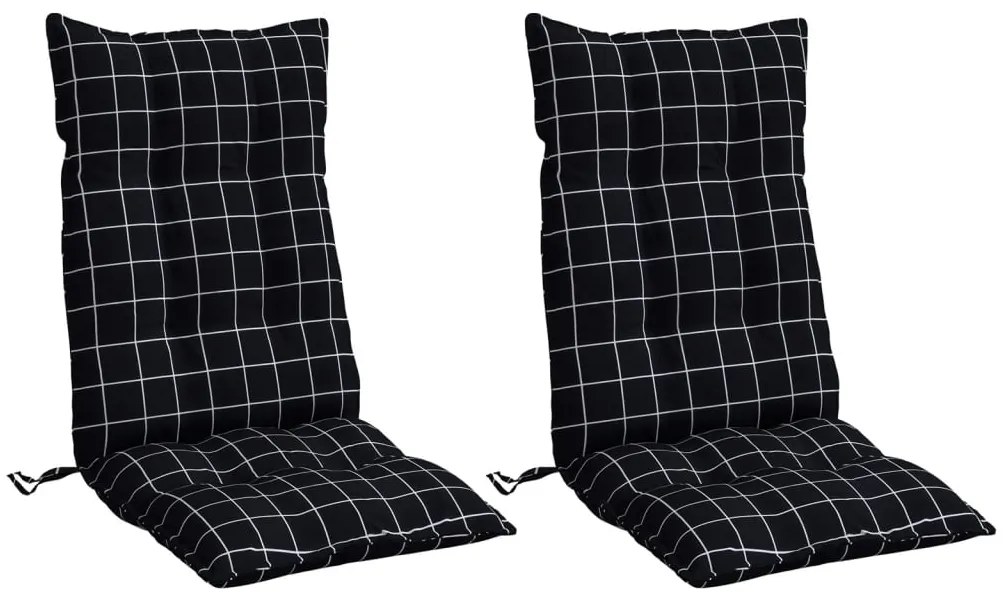 Almofadões cadeira encosto alto 2pcs tecido oxford xadrez preto