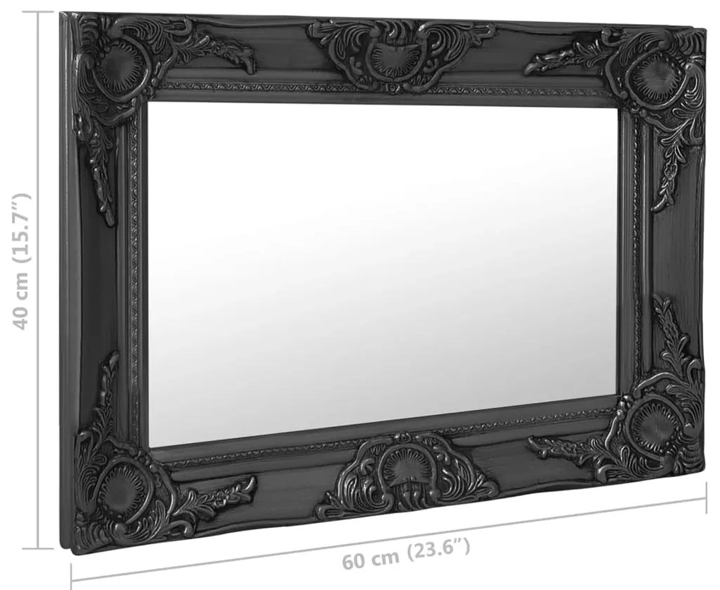 Espelho de parede estilo barroco 60x40 cm preto