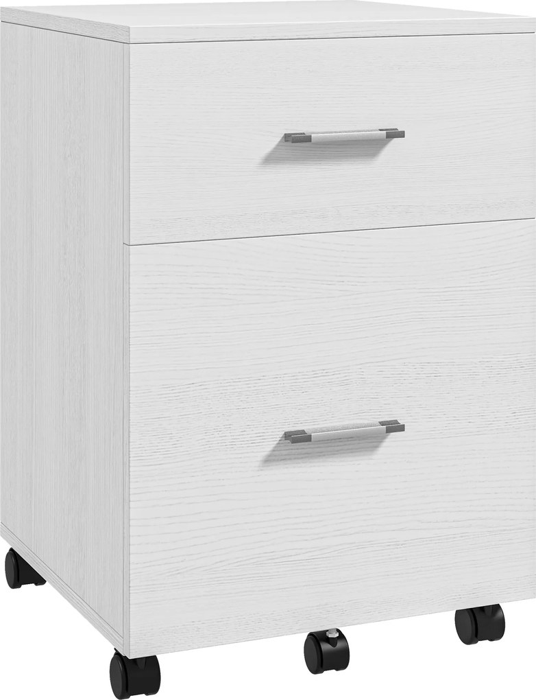 Arquivador para Escritório com 2 Compartimentos com Rodas Arquivador Móvel para Arquivos A4 ou Documentos 39,5x39x58,5 cm Branco