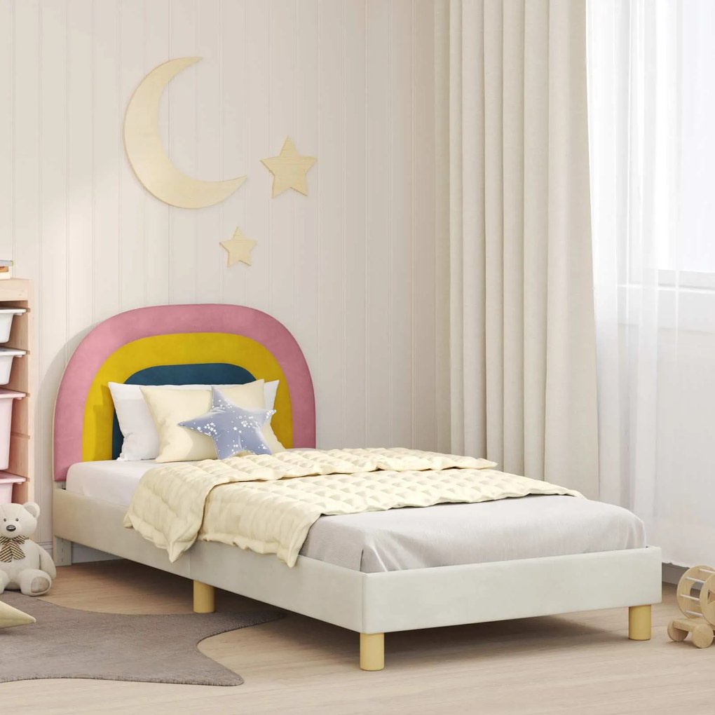vidaXL Estrutura de Cama Infantil com Cabeceira Creme 80 x 200 cm