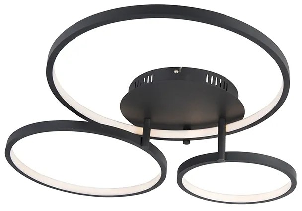 Candeeiro de teto moderno preto com LED e dimmer - Rondas Moderno