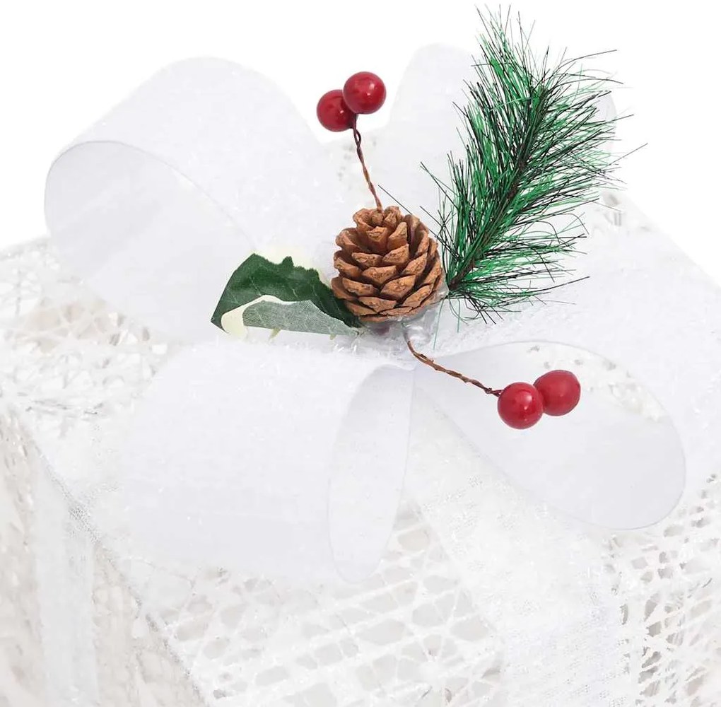 Caixas de presente de Natal decorativas 3 pcs int/ext. branco
