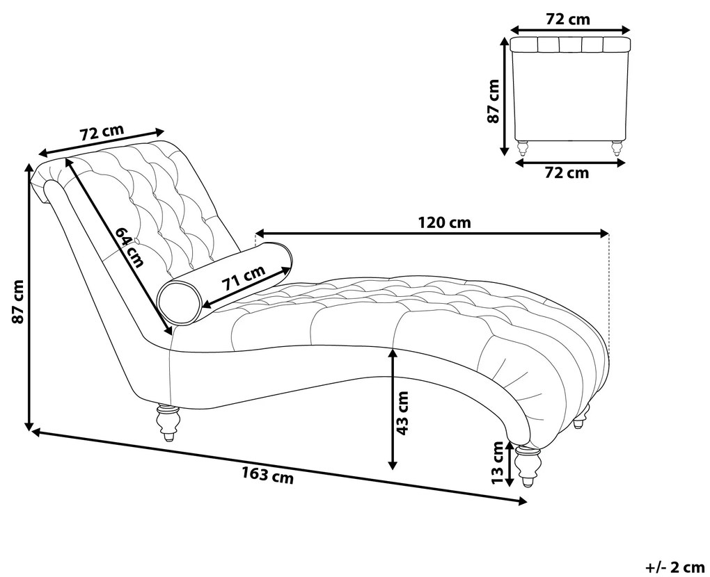 Chaise-longue em tecido azul MURET Beliani