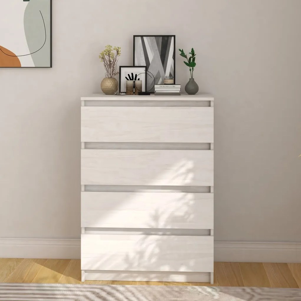 vidaXL Armário de apoio pinho maciço 60x36x84 cm branco