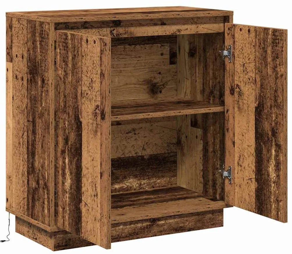 Buffet vidaXL com LED em Madeira Velha 71x34,5x75 cm