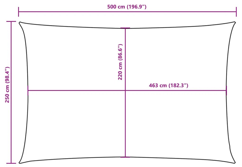 Para-sol estilo vela tecido oxford retangular 2,5x5 m preto