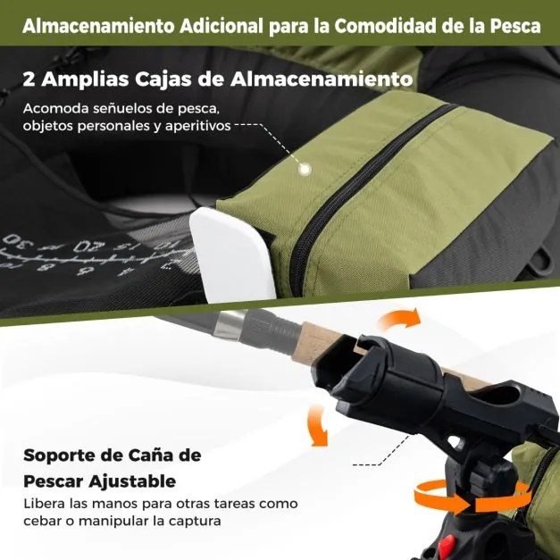 Barco de pesca insuflável 111 x 104 x 46 cm, com remo de alumínio, suporte ajustável para cana de pesca, bolsos de armazenamento, Camuflado