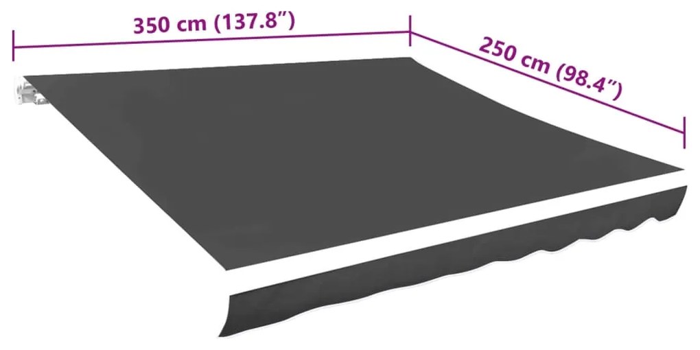 Lona para toldo antracite 350x250 cm