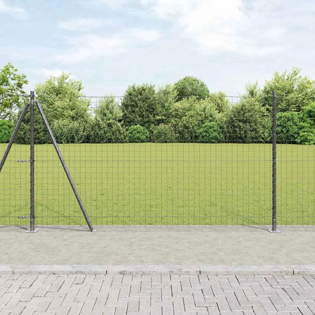 vidaXL Postes de Cerca com Bases - 52 pcs, Ø32mm, 68,5cm, Aço Galvanizado