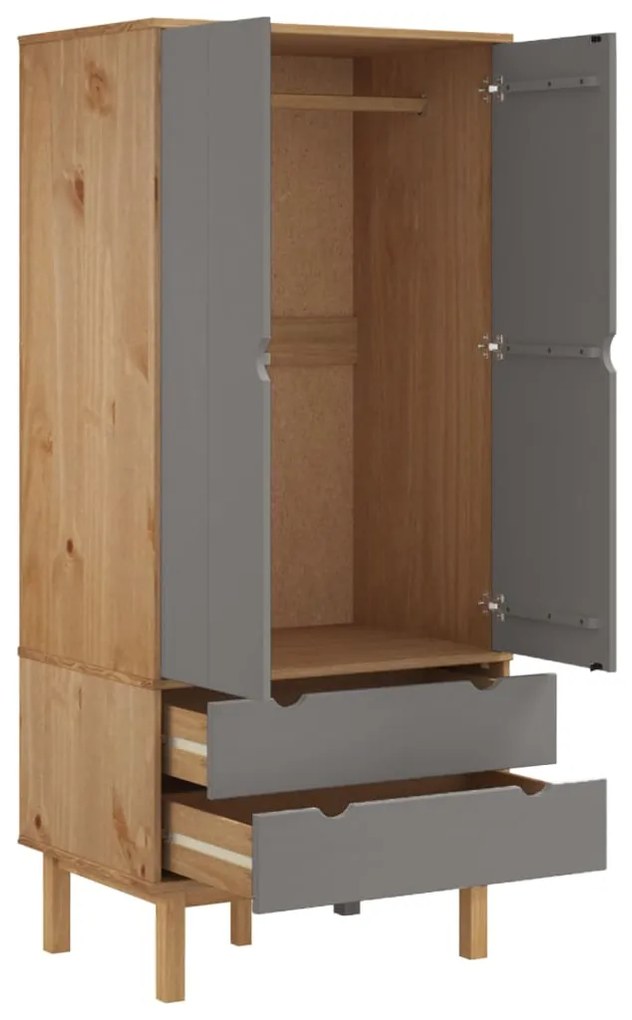 Roupeiro OTTA 76,5x53x172 cm pinho maciço castanho/cinza