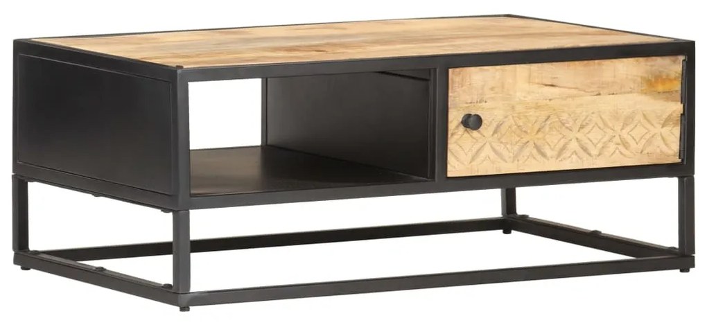 Mesa de centro c/ porta esculpida 90x55x36 cm mangueira áspera