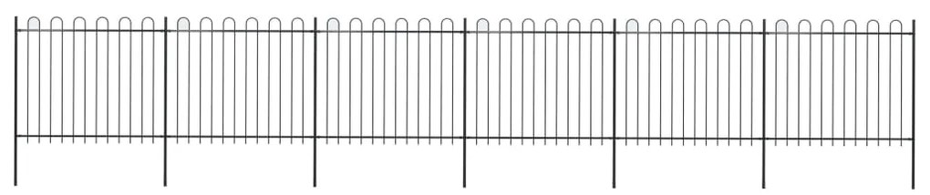 vidaXL Cerca de jardim com topo em aros 10,2x1,5 m aço preto