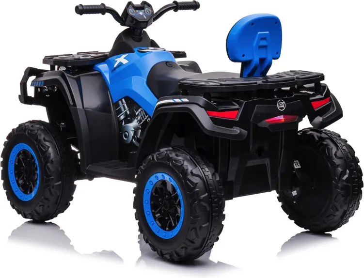 Moto 4 elétrica para crianças até 6 anos bateria de lítio de 24 volts, 4x4, pneus de borracha, banco em pele Azul
