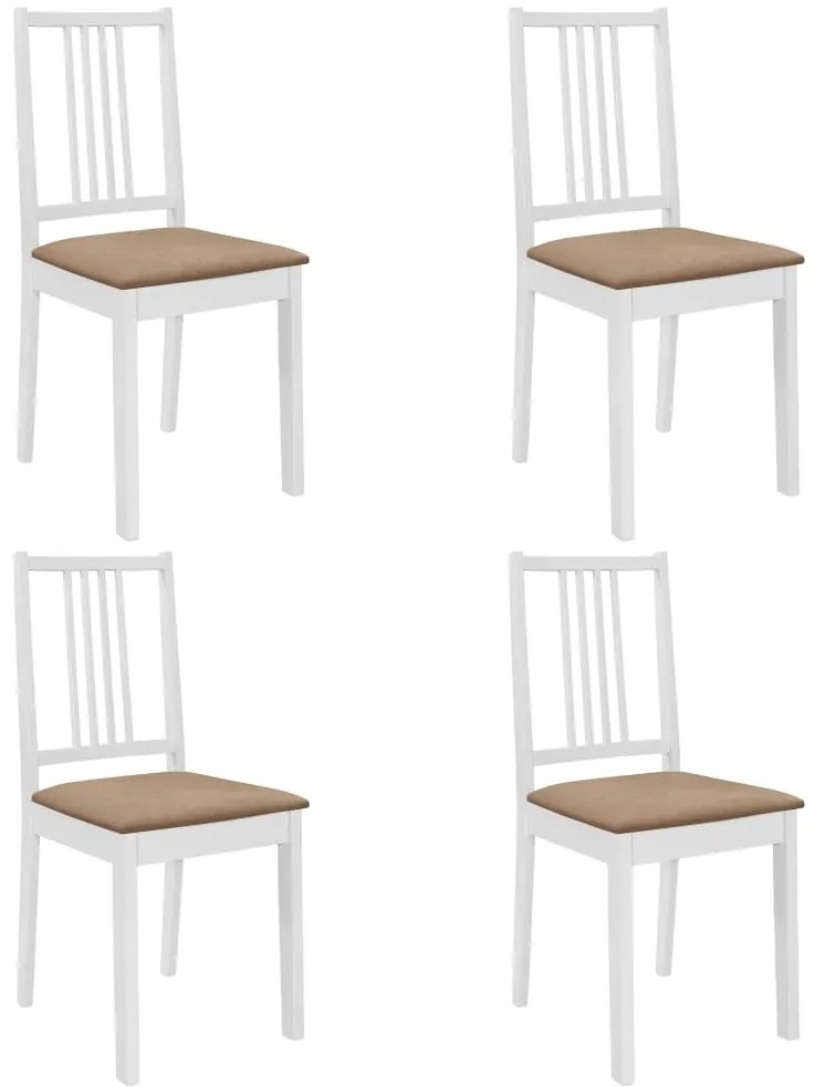 Cadeiras de jantar com almofadões 4 pcs madeira maciça branco