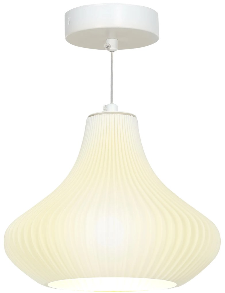 Candeeiro Suspenso Moderno Candeeiro de Teto com Ecrã de Impressão 3D Iluminação para Sala de Jantar Ø22x18 cm Branco