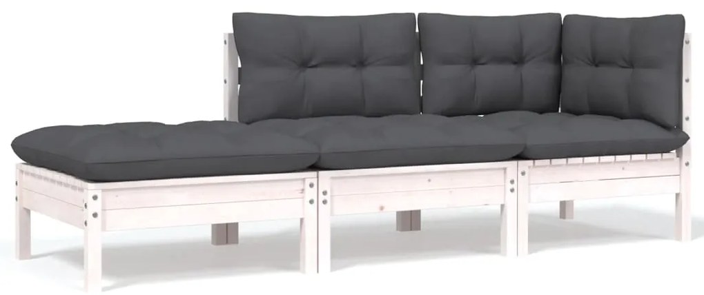8 pcs conjunto lounge de jardim c/ almofadões pinho maciço