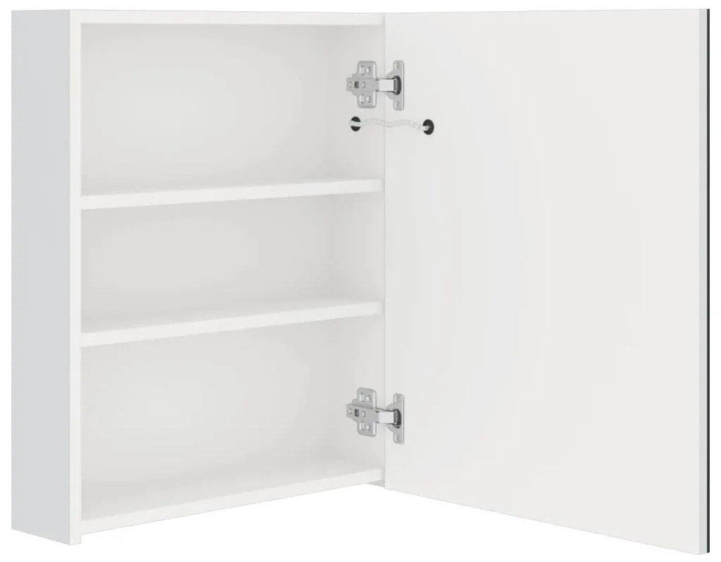 Armário espelhado casa de banho LED 50x14x60cm branco brilhante