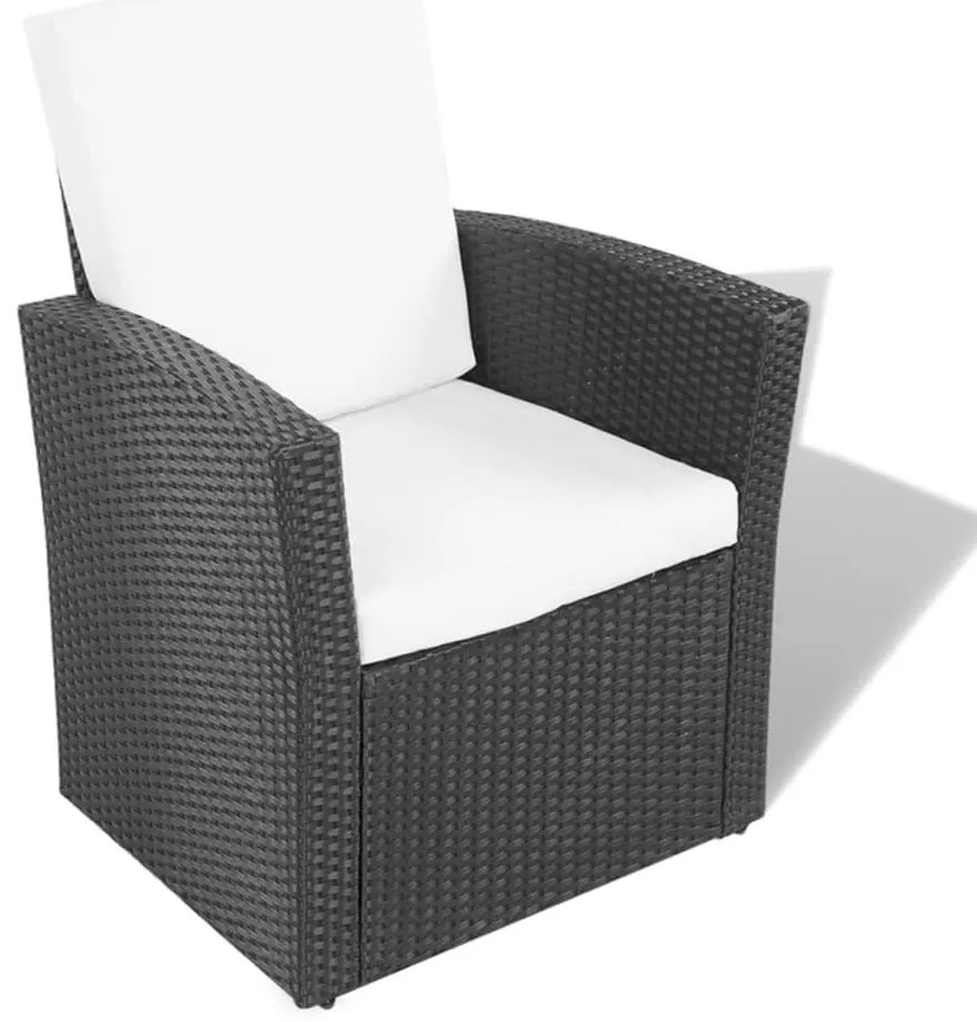 4 pcs conjunto lounge de jardim c/ almofadões vime PE preto