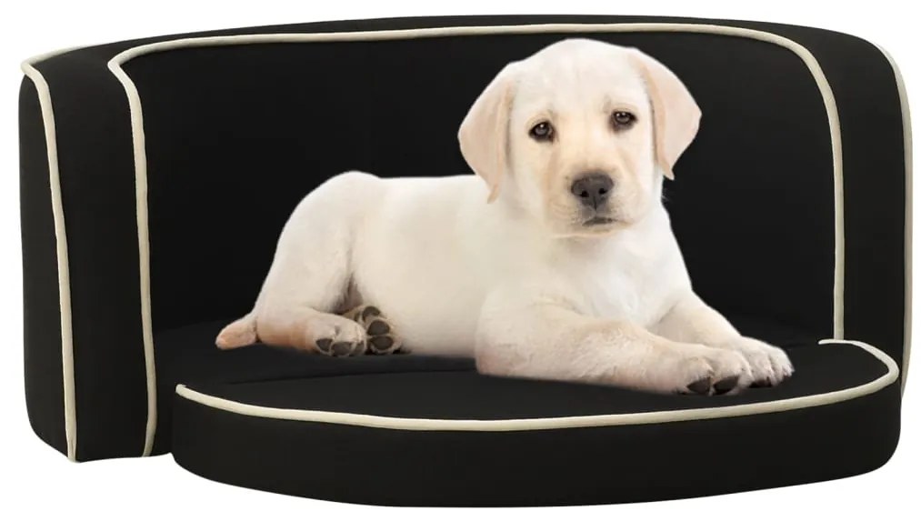 vidaXL Sofá p/ cães dobrável 76x71x30 cm almofadão de linho preto