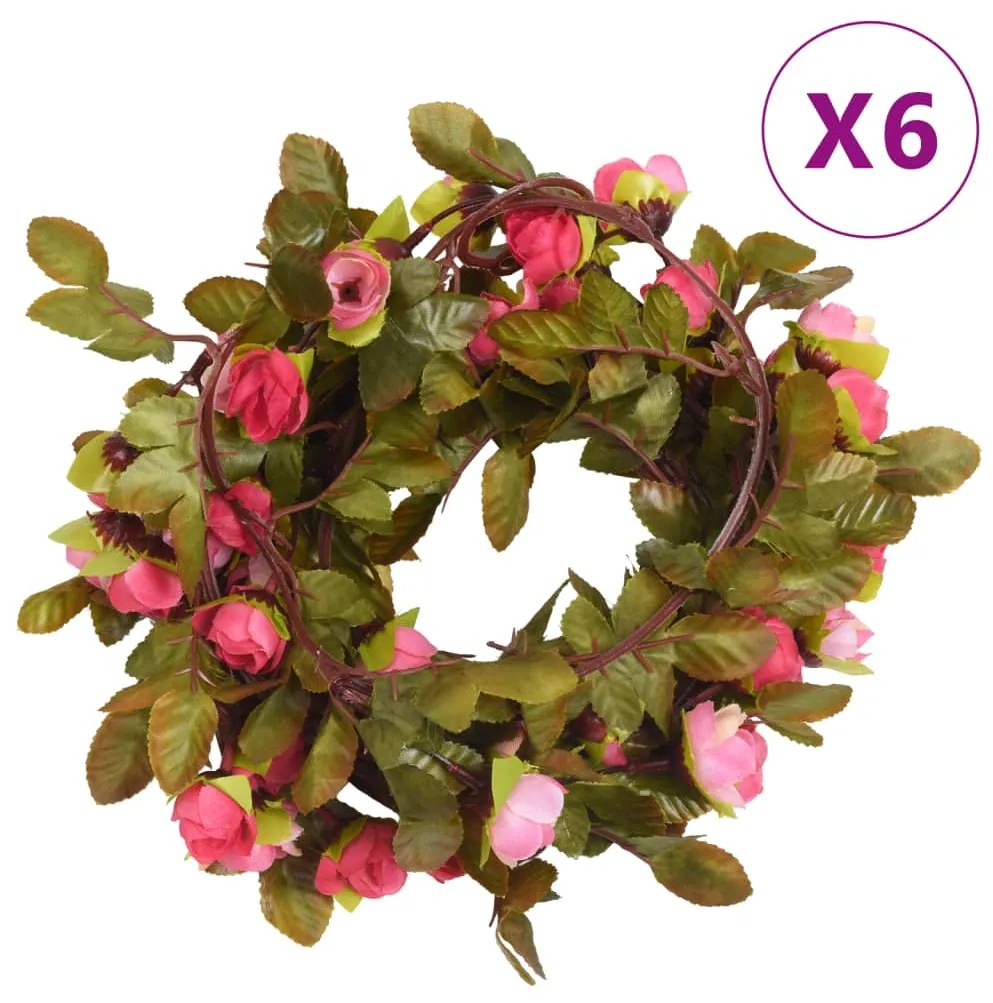 vidaXL Grinaldas de flores 6 pcs 215 cm rosa