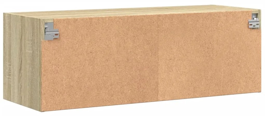 Armário de parede c/ portas vidro 102x37x35 cm carvalho sonoma