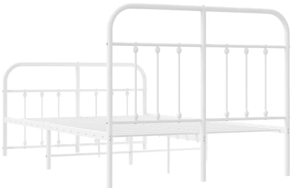 Estrutura de cama com cabeceira e pés 120x200 cm metal branco