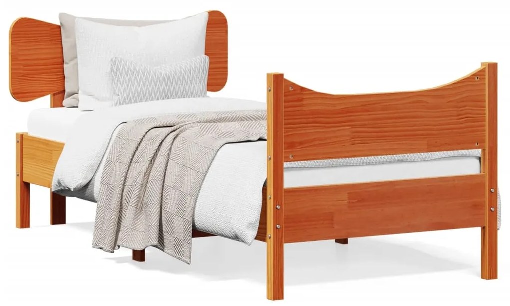 vidaXL Cama sem colchão 90x190 cm madeira de pinho maciça castanho-mel