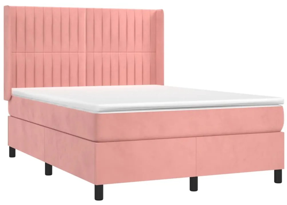 Cama com molas/colchão 140x200 cm veludo rosa