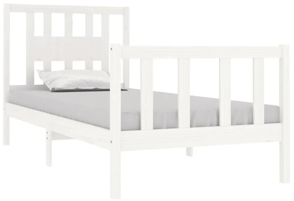 Estrutura cama de solteiro 90x190 cm madeira maciça branco