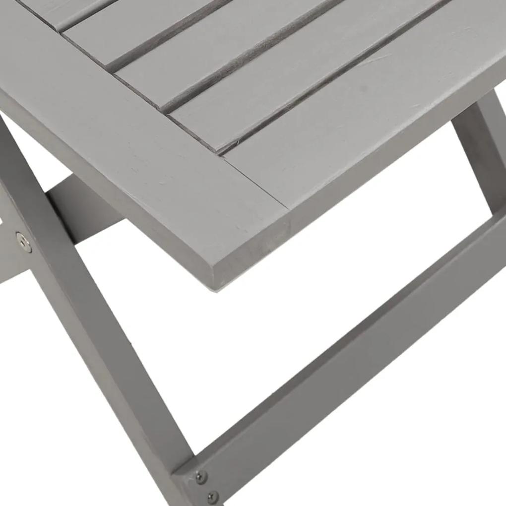 Espreguiçadeira com mesa madeira de acácia maciça cinzento
