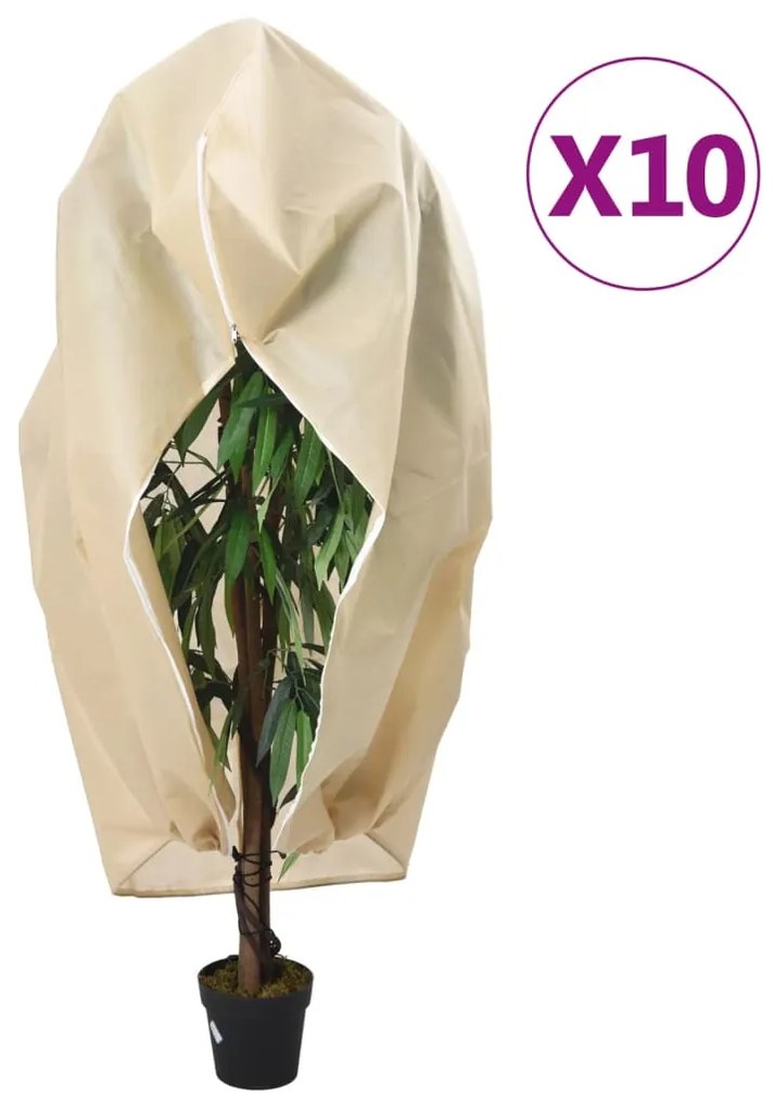 3203559 vidaXL Coberturas para plantas com fecho 10 pcs 70 g/m² 1,55x1,55 m