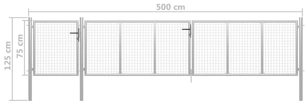 Portão de jardim 500x75 cm aço prateado