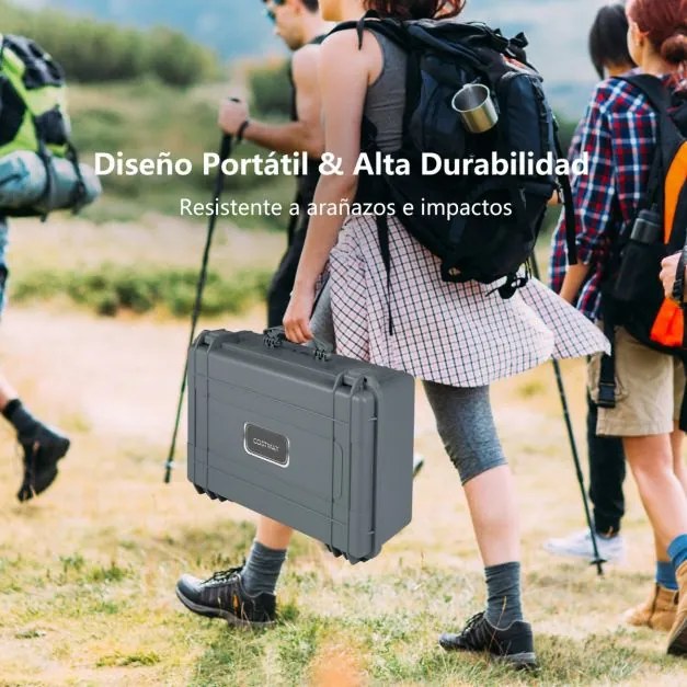Caixa rígida impermeável portátil com inserção de espuma personalizável para ferramentas 56 x 44 x 22 cm Cinza