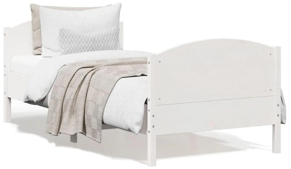 842567 vidaXL Estrutura de cama com cabeceira 90x200 cm pinho maciço branco