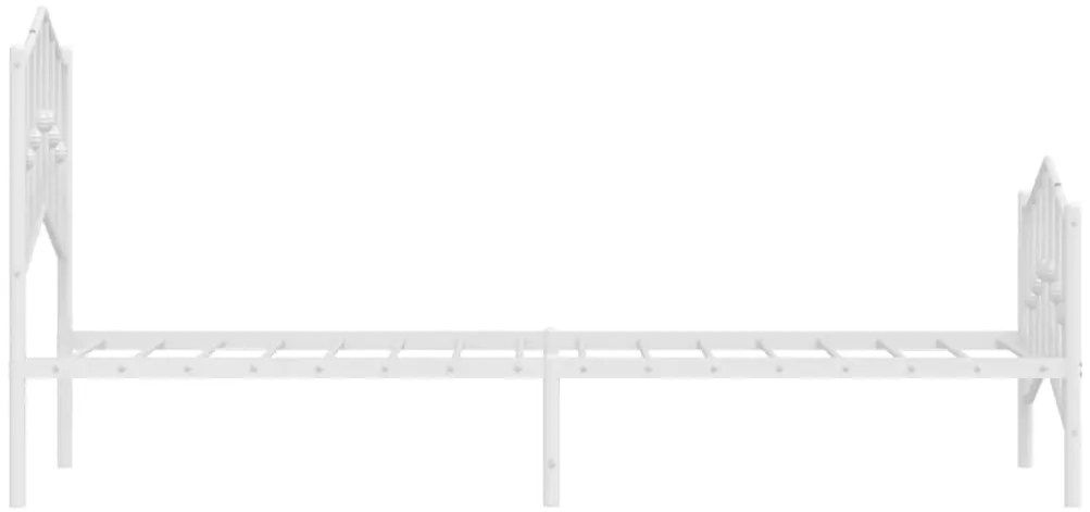 Estrutura de cama com cabeceira e pés 75x190 cm metal branco