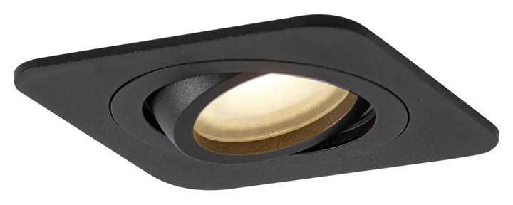 Conjunto de 6 focos embutidos redondos pretos GU10 50mm giratórios e inclináveis IP44 - Alberto Moderno
